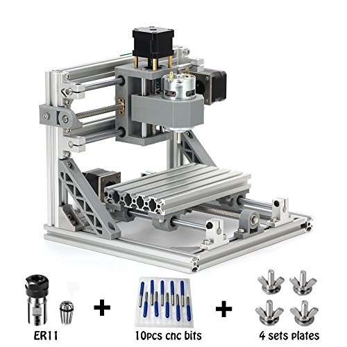 MYSWEETY DIY CNC Router Kits 1610 GRBL Control Wood Carving Milling Engraving Machine (Working Area 16x10x4.5cm, 3 Axis, 110V-240V), with ER11 and 5mm Extension Rod