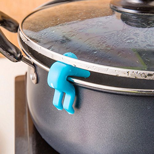 LILACORP Small People Shaped Lid Insert Color Rubber Inserts Useful Convenient Phone Chopsticks Rests Cookware Kitchen Tools - Thumbnail 3