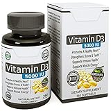 Vitamin D (D3) Pills 5000 IU by Vita Optimum - 360 softgels with Organic Olive Oil - Made in USA - 1 Year Supply