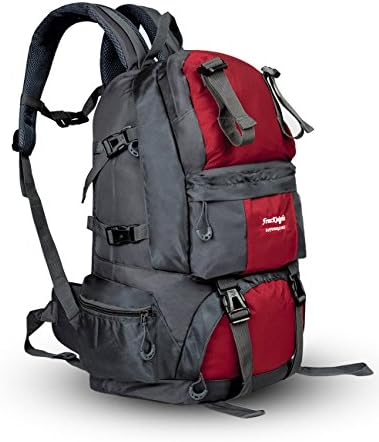 50L Water Resistant Hiking Backpack Outdoor Bag for Camping Mountaineering Climbing Trekking Travel Daypack for Men &amp; Women Size 12.6''x 8.6''x 20.8'' (Red)
