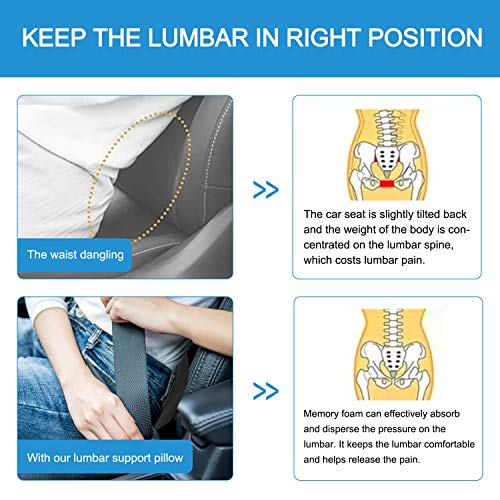 Lumbar Support Pillow for Car Seat MultiUse Memory Foam Lower Back