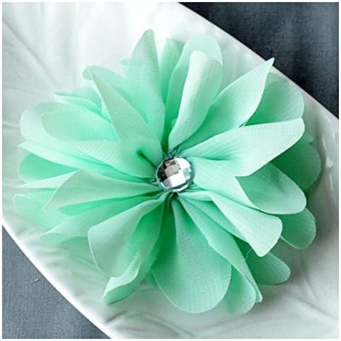 Amazon Co Jp 6ミントグリーンラインストーンバレリーナtwirl Flowerシフォン花ソフト生地シルクブライダルウェディングベビーヘアコームピンヘッドバンドsf116 服 ファッション小物