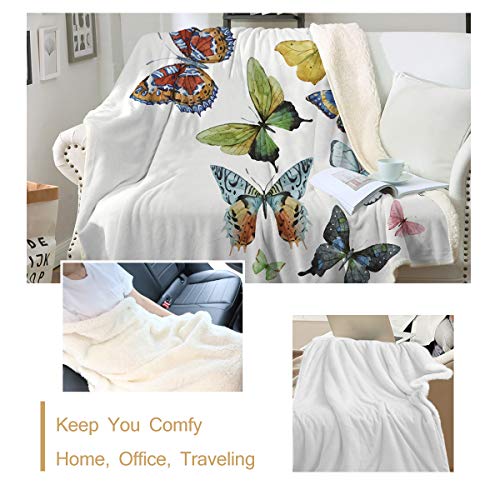 Sleepwish Butterfly Blanket Home Throw Blanket Sherpa Flannel Fleece
