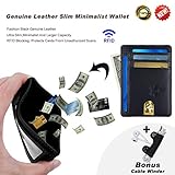 Piboshi Slim Minimalist Wallet Thin Leather Credit Card Holder Wallet RFID Block