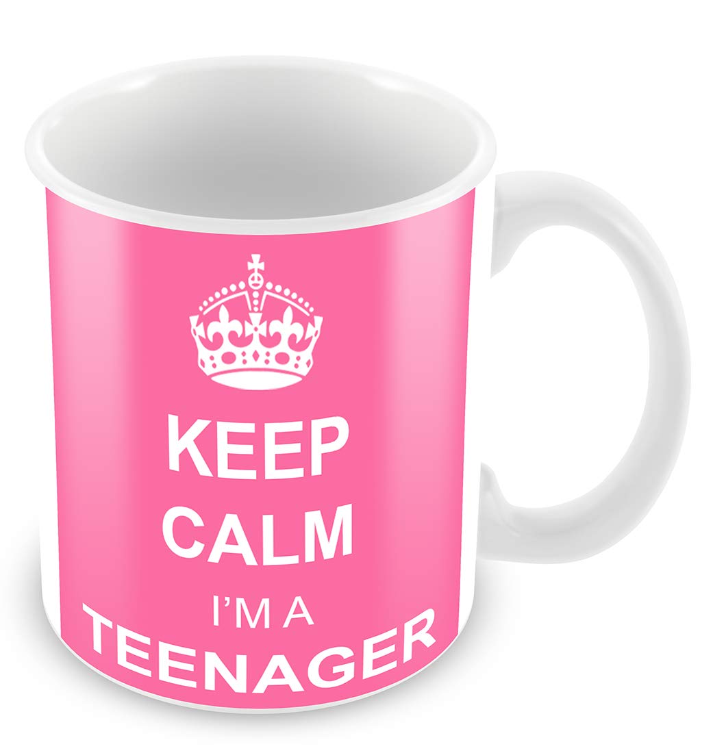 FT Keep Calm I'm a Teenager Ceramic White 11oz Mug (Pink)