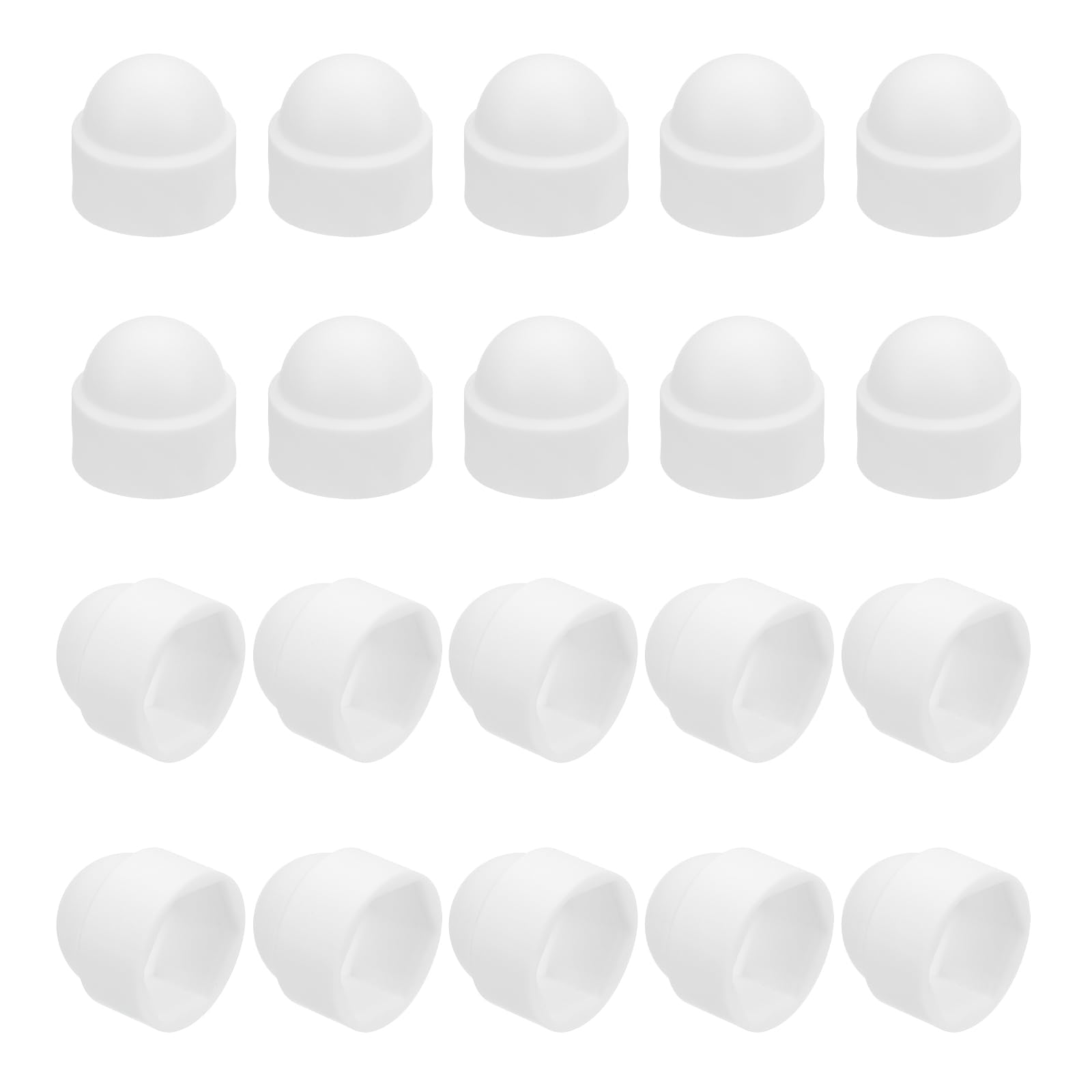 Photo 1 of uxcell Nut Protection Cap, 20Pcs M12x19x23mm - Plastic Hexagonal Screw Protection Cap, Dome Acorn Hex Head Bolt Covers, Waterproof Decorative Cap (White)