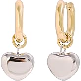Zeshimb Silver Heart Huggie Hoop Earrings Cute Love Heart Dangle Drop Earrings Silver Heart Shaped Charms Earrings Tiny Hoop Minimalist Earrings Party Prom Jewelry for Women