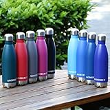 AOMERLY Insulated Water Bottle, Double Wall Vacuum Stainless Steel Water Bottle, S'well Cola Shape, No sweating, BPA Free, Keeps Cold & Hot, 17oz