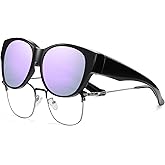 HAOLOTA Fit Over Glasses Sunglasses for Women Polarized, Trendy Cat Eye Sunglasses Wear Over Glasses, UV Protection