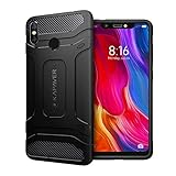 KAPAVER®® Tough Rugged Solid Black Shock Proof Slim Armor Back Cover Case for Xiaomi Mi 8 (2018)