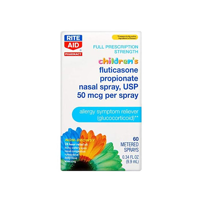 Rite Aid Children's Fluticasone Propionate Nasal Spray, USP 50 mcg, 60 Metered Sprays | Children's Allergy Relief…