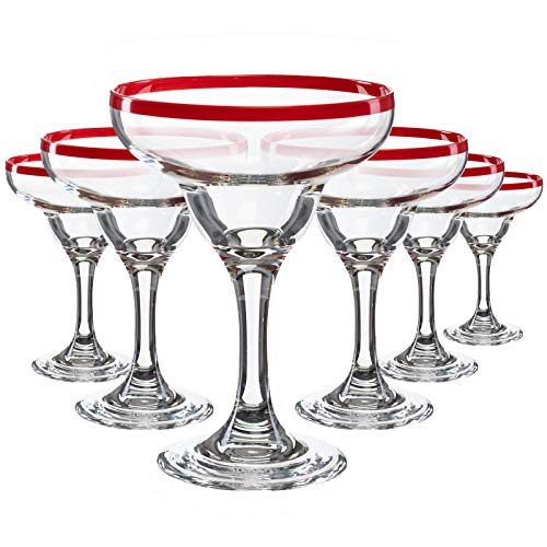 Vetreria Borgonovo 6er Set Margerita Schale Cocktailgläser 27cl Borco rot