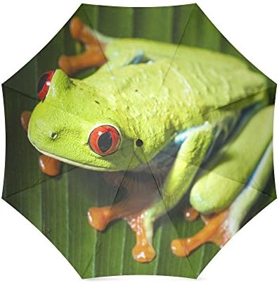 Cute Red Eyed Tree Frog Folding Rain Umbrella Parasol Windproof Travel Sun Umbrella Compact