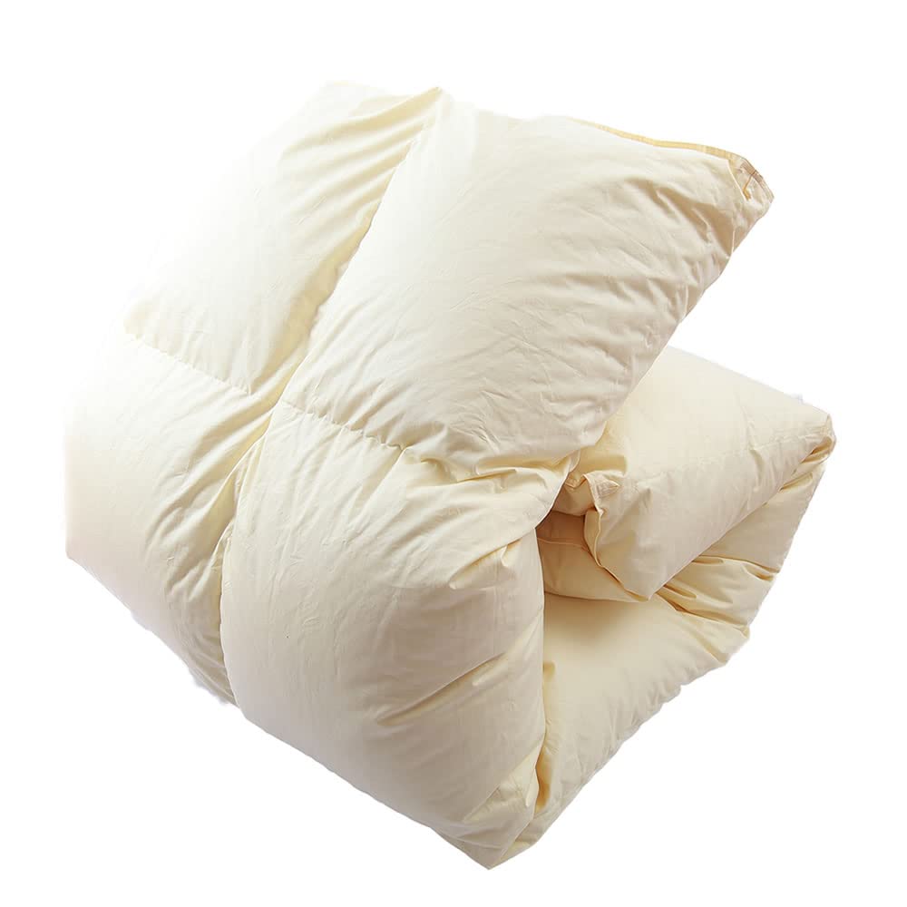 いいはねふとん店 羽毛布団 クイーン ホワイトダックダウン93％ 日本製 立体キルト クィーン 掛け布団 3年保証 400ｄｐ以上(かさ高165ｍｍ以上) 抗菌 国内パワーアップ加工 無地キナリ (クイーン)商品画像