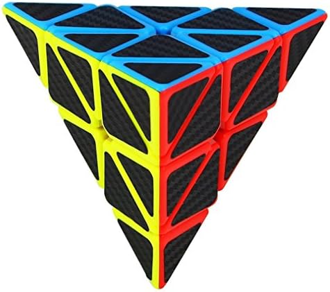 Lenfesh Magic Cube Toy, Eduction Toys Pyramid Speed Cube Carbon Fiber Sticker Twisty Puzzle for Kids