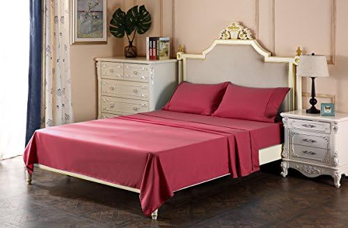 Microfiber Bed Sheets Solid Burgundy Queen Hotel Collection 1800 Series Sheet Set