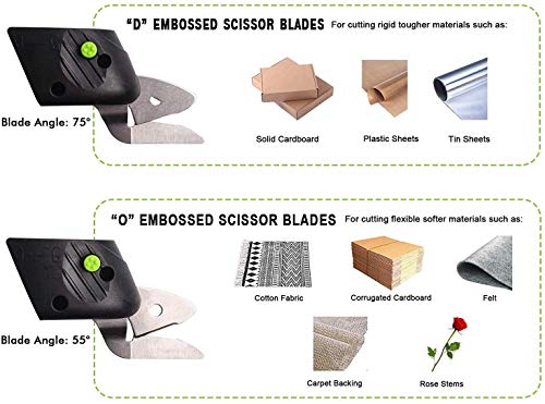 Hawkforce Electric Scissor 2 Rechargeable Batteries 2 PCS Cutting Blades Power Cordless Scissors 4V Li-Ion Box Cutter Shears Cutting Tool for Cutting Fabric, Leather