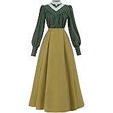 Nuoqi Victorian Dress Women Edwardian Costume Long Sleeve 1800s Dress