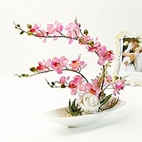 LianLe Artificial Flowers Real Touch Simulation Phalaenopsis Orchid Potted for Decoration (#5 Pink)