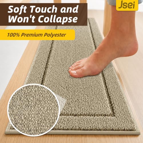 Non-Slip Stair Treads for Wooden Steps Indoor, 15 Pack 8" X 30" Edging Stair Rugs with TPE Backing,0.45" Thick Carpet Stair Treads for Kids Elders & Pets, 100% Polyester Soft Stair Runners, Beige
