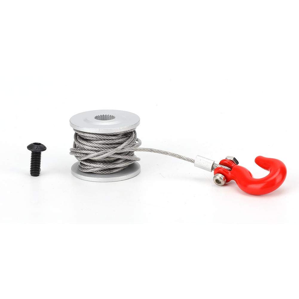 Servo Winch, 25T Traction, RC Car Accessory, Aluminum Alloy Construction, Silver + Red Crawler Winch Upgrade, for Ages 12+ and Off-Road, Climbing, and Racing Enthusiasts