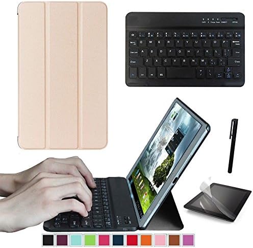 Starter Kit Replacement Suits for Lenovo Tab P10 TB-X705F 10.1 Tablet, Smart Case, Case with Keyboard, Free Screen Protector and Stylus Pen Included. (Gold)