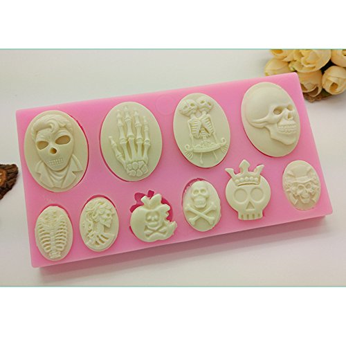 Dsmile 10 Pieces Funny Skulls Silicone Pendant with 100 PCS Screw Eye Jewelry Casting Molds Silicone for DIY Jewelry Craft Making