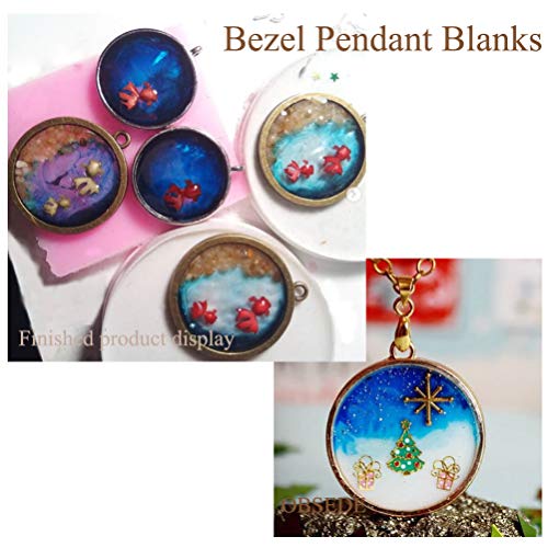 OBSEDE Round Frame Pendants Bezel Charms Open Back Bezel Hollow Mold Pressed Flower for Resin Earrings Necklace 25mm 30pcs
