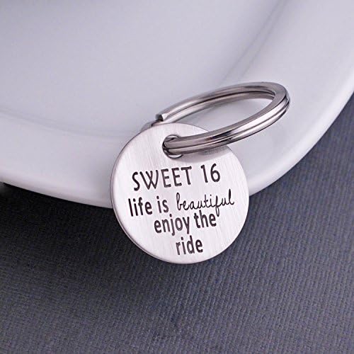 Sweet 16 Keychain Gift, Life is Beautiful, Christmas Gift for Teen