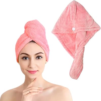 Shakeel Super Absorbent Microfiber Hair Towel Wrap Pink