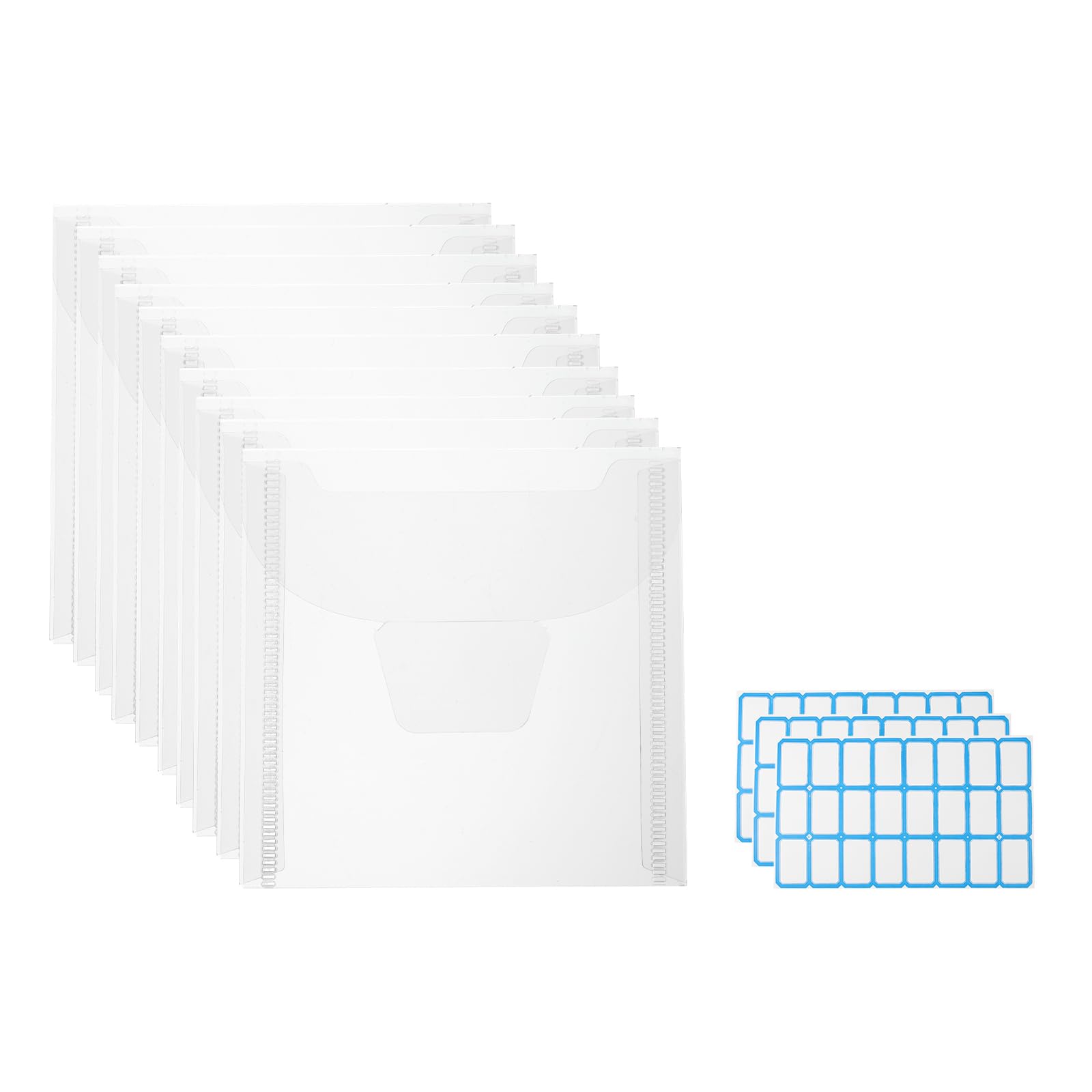 PATIKIL Stamp and Die Storage Bag, 30Pcs Horizontal Style Transparent Envelope Pocket with Label Stickers for Die Cuts Card Making DIY Paper Crafts,3.9 x 3.9inch