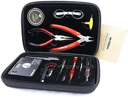 Coil Jig Kits DIY Tool Kit 14 in 1 Coil Building Kit ohm Meter, Diagonal Pliers, Scissors, Screwdriver, Ceramic/elbow Tweezer, Kanthel Wire, Case