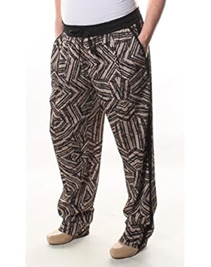 Womens Printed Tapered Leg Casual Pants Black M