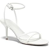 Coutgo Womens Strappy High Heels Open Almond Toe Dress Shoes Ankle Strap Summer Heeled Sandals