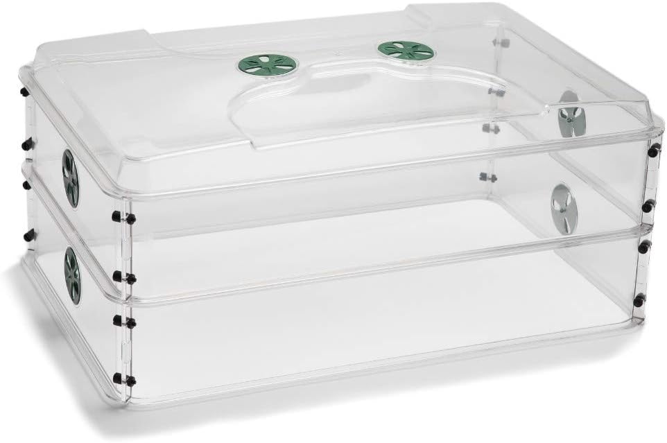 EarlyGrow MPL50115/2 Large Shatter Proof Propagator with Two Vented Height Extender Sets for Seed Germination and Plant Growth - Image 3