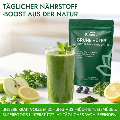 Green Detoxification Powder, 200 g Green Powder Helper, Superfood Powder Helper Plant Powder with Matcha, Barley Grass, Spirulina & Blueberries, Rich in Macronutrients, Micronutrients & Fibre, Vegan