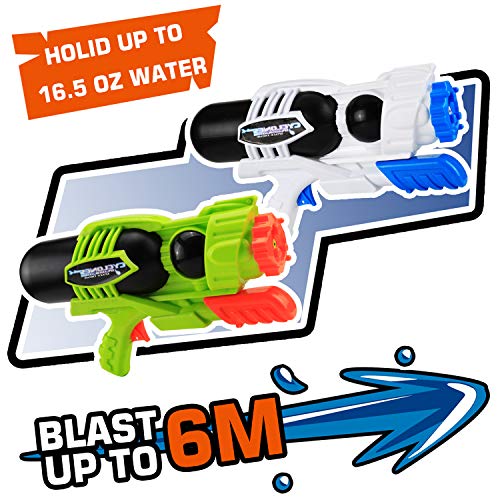 2 Pack Super Water Gun(No Leaking), Shoot Up to 40 Ft, High Capacity Water Soaker Blaster Squirt Toy for Swimming Pool Party Sand Beach Game Outdoor Summer Fight Activity for Child Kid boy and Girl