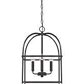 HomePlace Lighting 527542MB Aubrey Transitional Lantern Foyer Pendant Light, 4-Light 240 Total Watts, 19" H x 13" W, Matte Bl