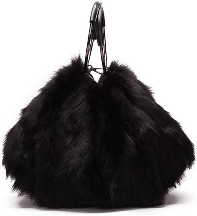 black fluffy cross body bag