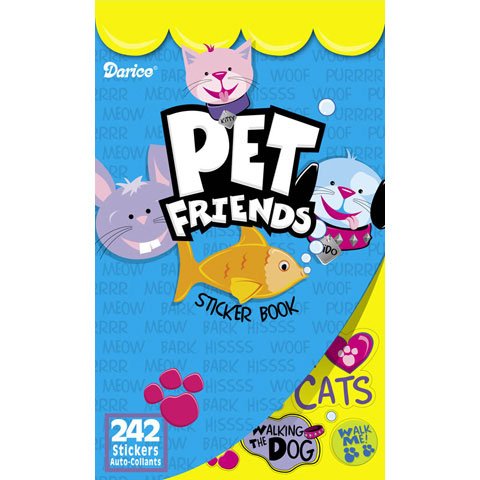 3 BOOKS of - PET FRIENDS Mini STICKERS - DOGS Cats GOLDFISH BUNNY - ANIMAL (726 total stickers) Kid's ACTIVITY/Craft PUPPY KITTEN