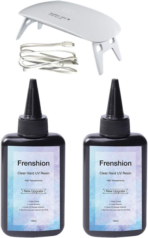 2X100ML Upgrade Crystal Transparent Epoxy Resin UV Resin with Lamp for Resin Molds jewelry Earrings Necklace Bracelet Making