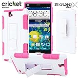 ZTE Grand X Max Case / ZTE Grand X Max+ Plus Case, CellJoy [Full Body Armor] {Pink / White} ZTE X Max Z787 / Z987 **ShockProof** Protection Hybrid Case **Kickstand** [Locking Belt Clip Holster]