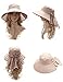Womens Wide Brim Summer Sun Flap Cap Hat Neck Cover Cord Cotton UPF 50+ Coffee