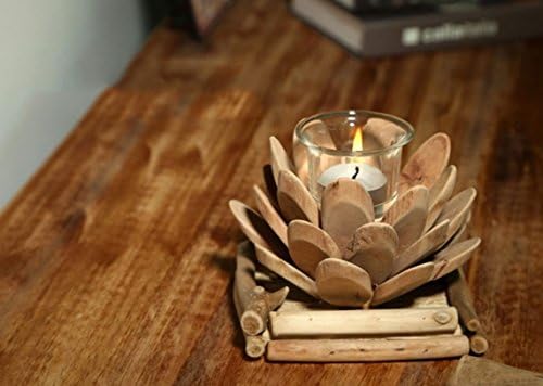 Best Candle Holder Handmade Lotus Vintage Wooden - Beautiful Vintage Style Centerpiece With Love Quote - Romantic Gift For Wedding, Engagement & Valentine's Day