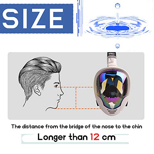 OUUKER Full Face Snorkel Mask, Portable 180° Panoramic View Diving Snorkel Mask Anti-Fog Anti-Leak Safety Diving with Detachable Action Camera Mount for Adults Youth