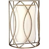 Troy Lighting Sausalito 2-Light Wall Sconce - Silver Gold Finish with Hardback Linen Shade
