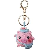ZIUGLIKAL Pink Flower Pig Keychain Handmade Cartoon Animal Keychain Car Key Bag Pouch Charm Creative