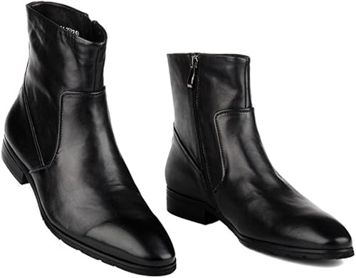 Amazon ジェイエムエチ 商標登録 メンズブーツ レザー ブーツ ビジネスブーツ ショートブーツ 本革 ラウンド プレーントゥ 紳士靴 エンジニアブーツ サイドジップ マーティンブーツ ブラック ビジネスシューズ