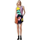 QPQEQTQ Halloween Costume Printed Dress - Dark Gothic Style Cosplay for Sally Roleplay Outfit for Women