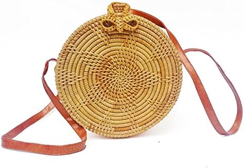 Women's Shoulder Bags Handbag Handwoven 100% Natural Rattan Bag Crossbody bag Messenger Bags Straw Bag (Woven flowers)